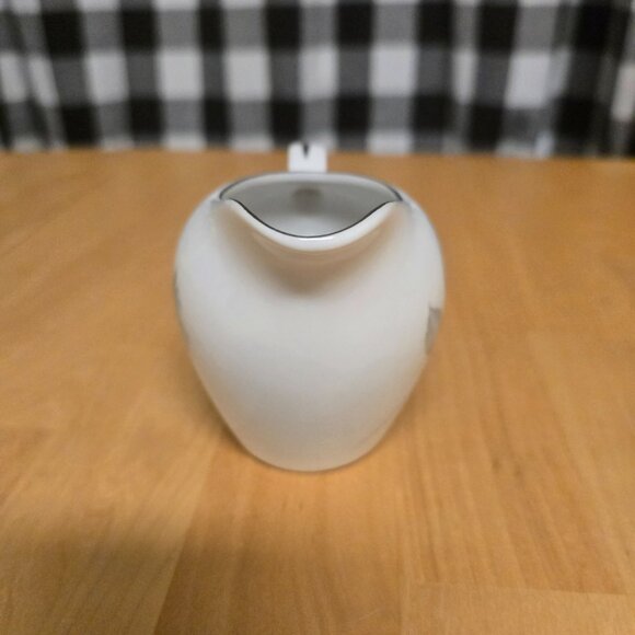 Vintage White Creamer Cup with Silver Rim and Roses - Used - Picture 2 of 9